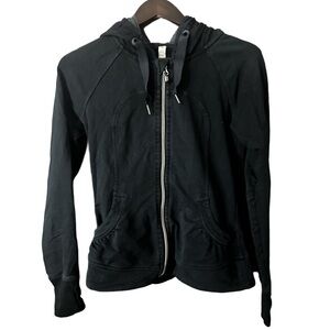 Lululemon Athletica Black Full Zip-Up Jacket Large Hood Size 6
